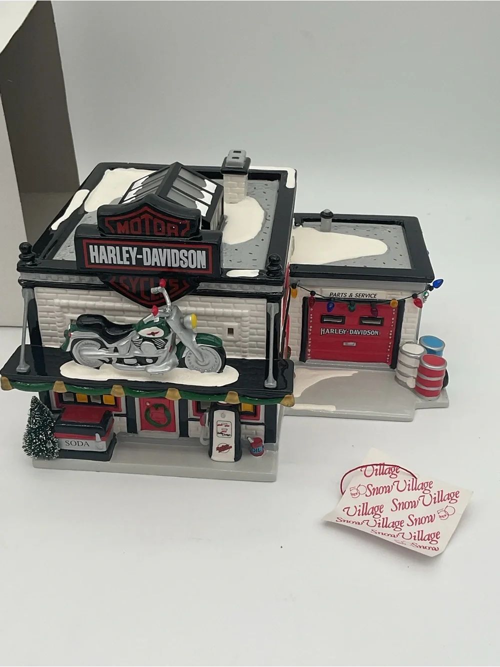 Retired Department 56 Harley-Davidson Snow Village Motorcycle Shop